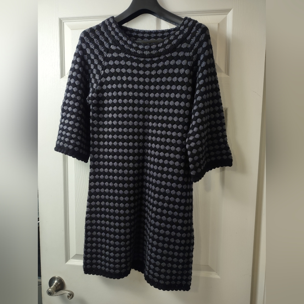 French Connection Mini Sweater Dress Size Small Wool Blend Black & Grey